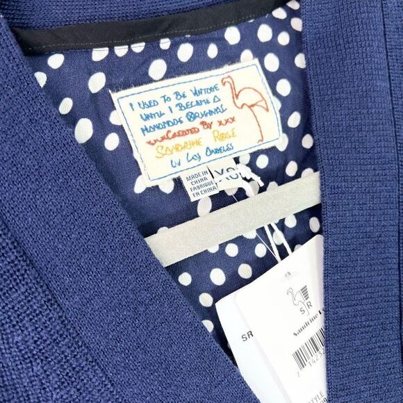 Free People Sandrine Rose Wool Cardigan Oversized Womens XS BLUE Button Down new - Picture 3 of 11